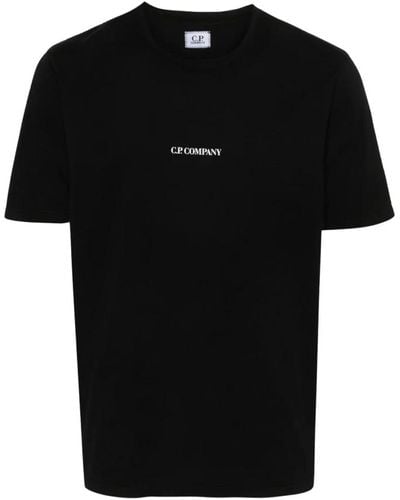 C.P. Company Bedrucktes logo rundhals t-shirt - Schwarz