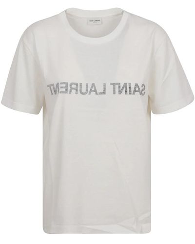 Saint Laurent Rundhals t-shirts und polos - Weiß