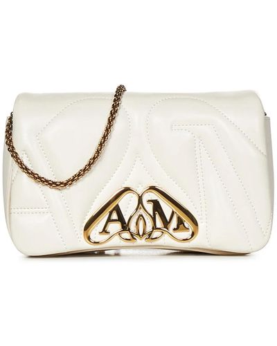 Alexander McQueen Ivory schultertasche aus lammleder mit metallverschluss - Weiß