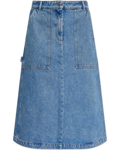 Maison Kitsuné Skirts > denim skirts - Bleu