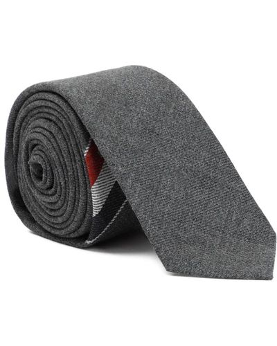 Thom Browne Klassische graue wollstreifen krawatte