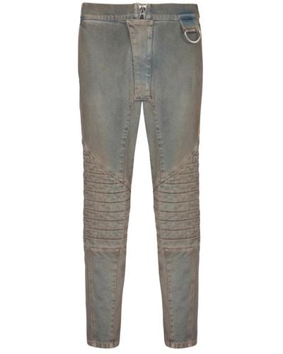 Balmain Jeans slim-fit in cotone a coste - Grigio