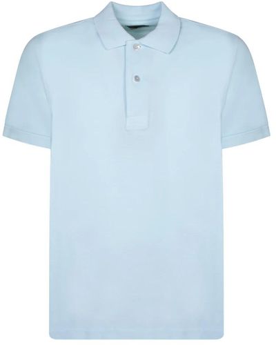 Tom Ford Blaues polo-shirt baumwolle bestickt ss24