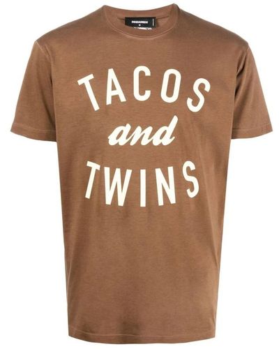 DSquared² Tacos twins t-shirt, 100% baumwolle - Braun