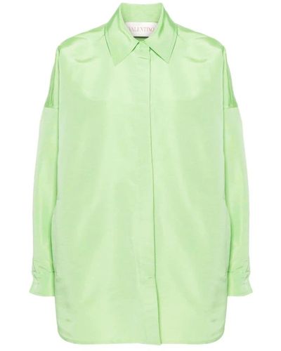 Valentino Garavani Camicia giacca in faille di seta verde