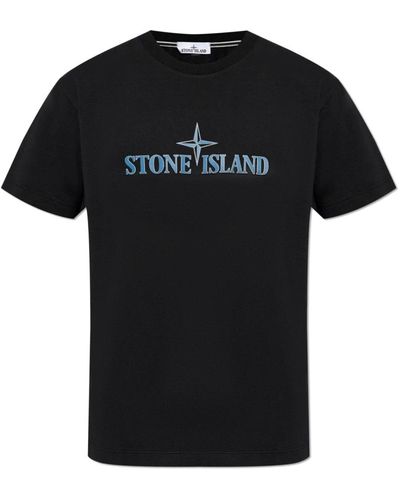 Stone Island T-shirt mit logo - Schwarz