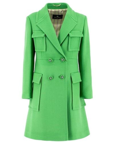 Etro Double-Breasted Coats - Green