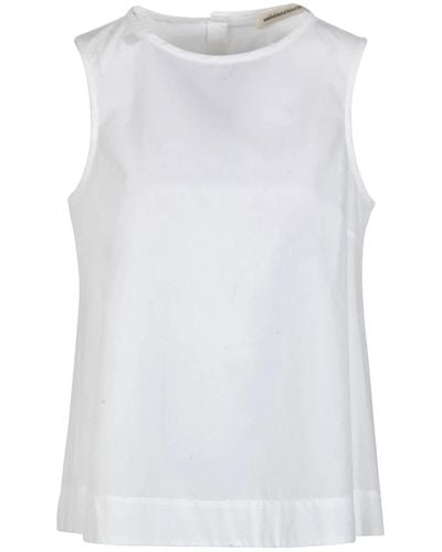 Ottod'Ame Blusa in popeline - smanicata - made in italy - Bianco