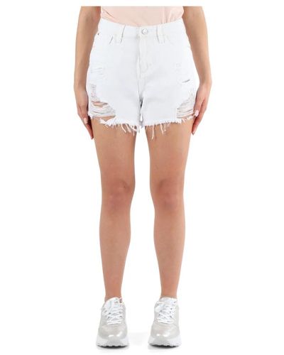 Guess Denim distressed shorts con cinque tasche - Bianco