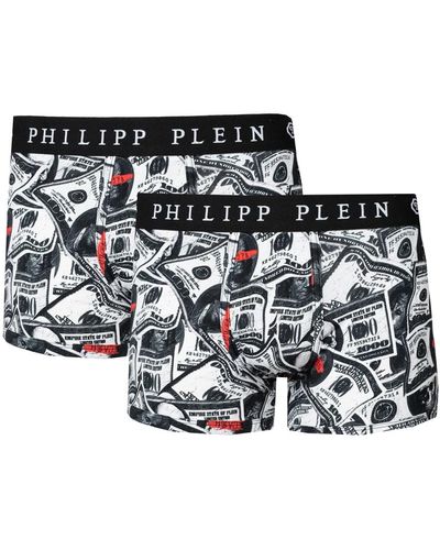 Philipp Plein Dollar Logo Boxers Zwei Pack - Schwarz