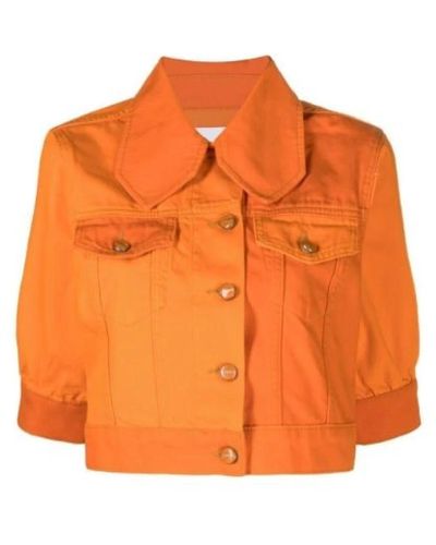 Ganni Ade denim puff sleeve jacket - Orange