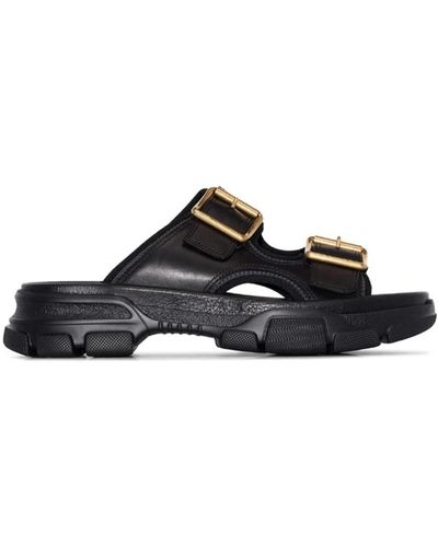 Gucci Leder-sandalen mit schnallen-detail - Schwarz