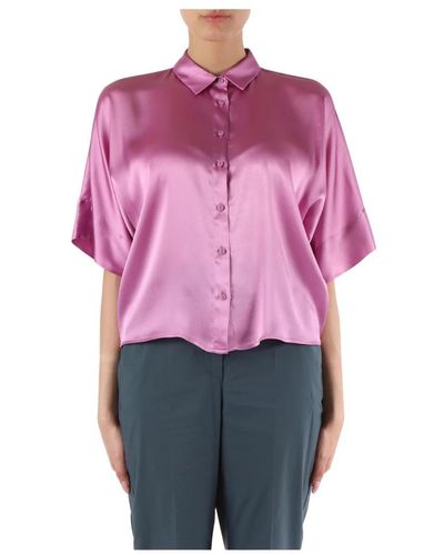 Niu Camisa de seda cuello clásico cierre de botones - Rosa