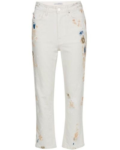 Zoe Karssen Jeans straight up slim in denim verniciato - Bianco