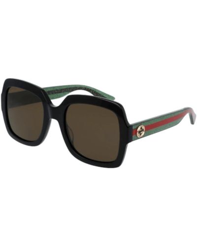 Gucci Oversize schwarz grün braun sonnenbrille