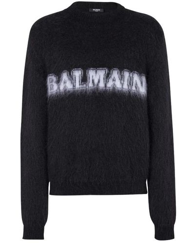 Balmain Retro Sweater In Brushed Mohair - Black