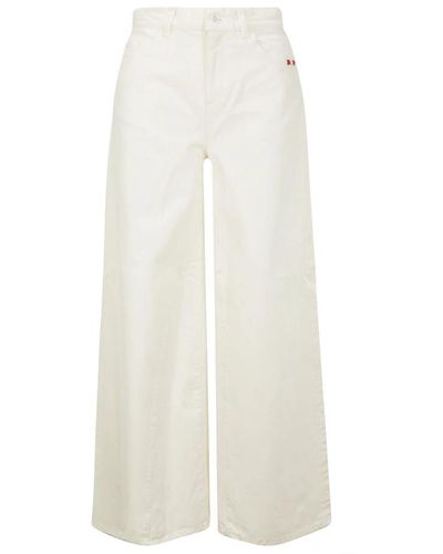 AMISH Jeans de pierna ancha con logo bordado - Blanco