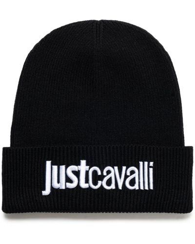 Just Cavalli Logo bestickte beanie - Schwarz