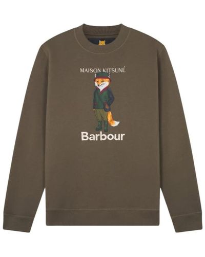 Barbour Maison kitsuné beaufort fox crew sweatshirt - Verde