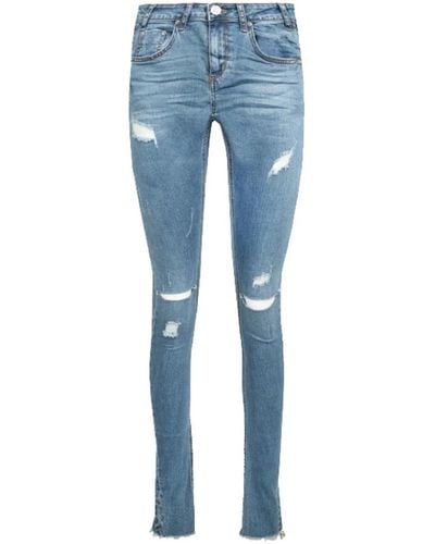 One Teaspoon Denim skinny jeans mit knieschnitten - Blau