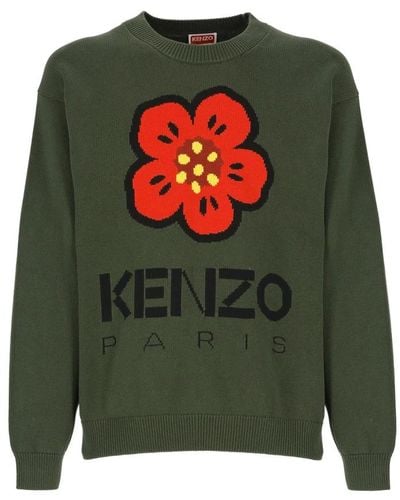 KENZO Round-Neck Knitwear - Green