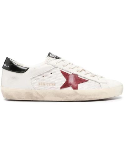 Golden Goose Super-star weiß/granatapfel/schwarze sneakers,beige sneakers mit ikonischem stern - Pink