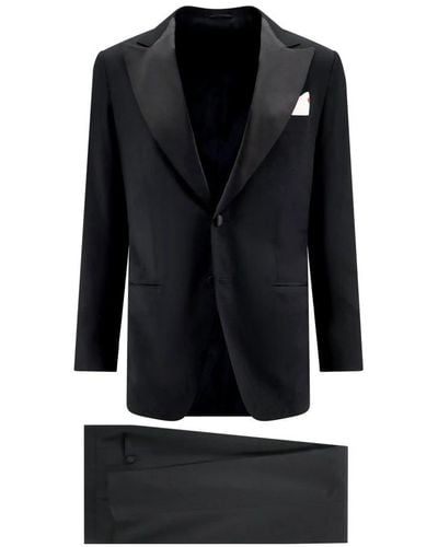 Kiton Single Breasted Suits - Black