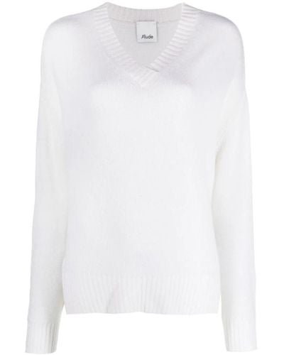 Allude V-Neck Knitwear - White