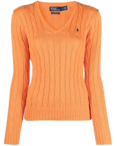 Ralph Lauren Jersey naranja mandarina cuello en v