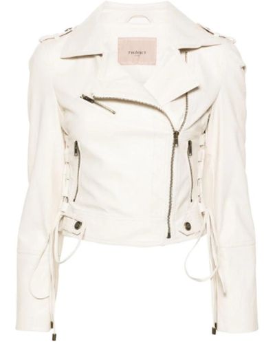Twin Set Leather Jackets - Natural