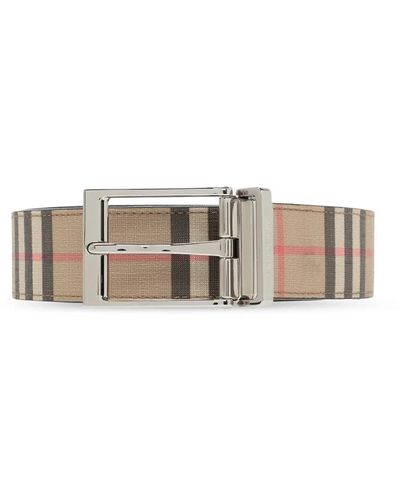 Burberry Reversible Vintage Check and Leather Belt - Natur
