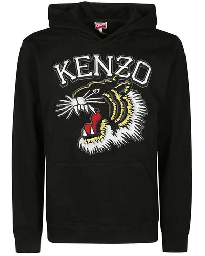KENZO Slim varsity tiger hoodie - Schwarz