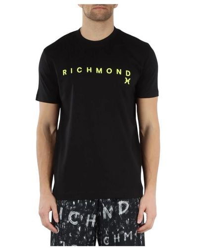 RICHMOND T-shirt in cotone pima con logo - Nero