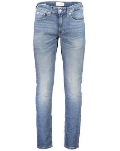 Calvin Klein Jeans in cotone blu con effetto lavato