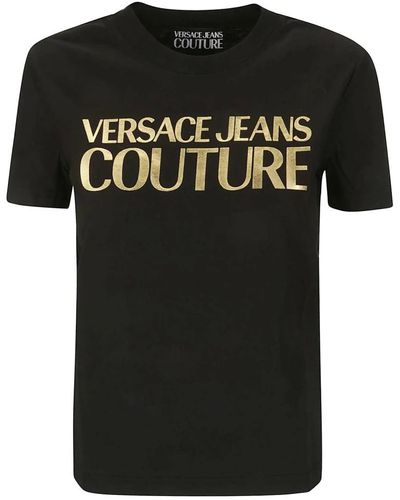 Versace T-shirt mit bedrucktem crew-logo - Schwarz
