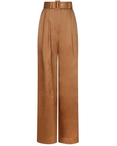 Zimmermann Pantalones de seda con pierna ancha - Marrón
