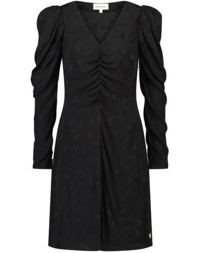 FABIENNE CHAPOT Vestido corto vera con mangas de globo fruncidas - Negro