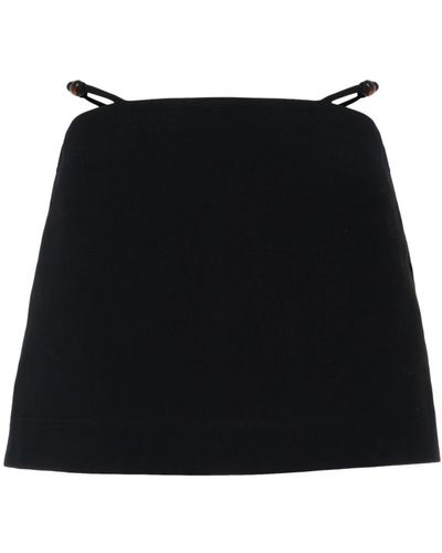 Ganni Minifalda negra de algodón con detalles recortados - Negro