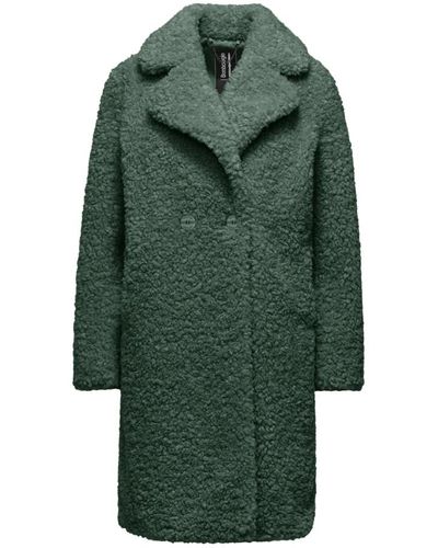 Bomboogie Sherpa fleece coat with lapels - Verde
