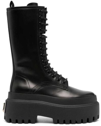 Dolce & Gabbana Calf Leather Boots - Black