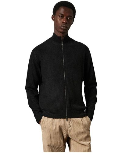 Massimo Alba Cashmere hochkragen sweater mit 2-wege reißverschluss - Schwarz