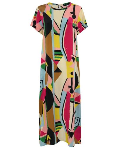 Weekend by Maxmara Vestido largo de seda con estampado abstracto - Multicolor