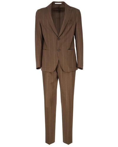 Eleventy Single Breasted Suits - Brown
