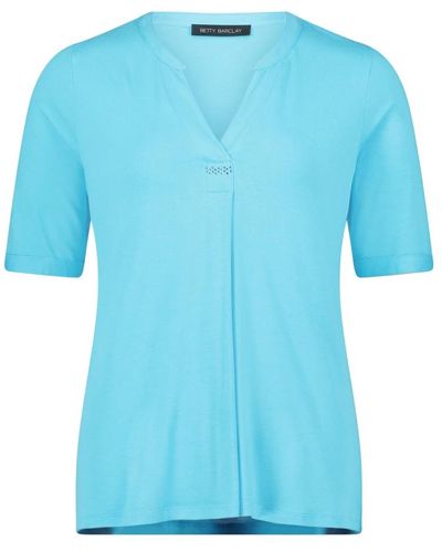 Betty Barclay Feminines v-ausschnitt blusenshirt,feminines blusenshirt mit kragen - Blau