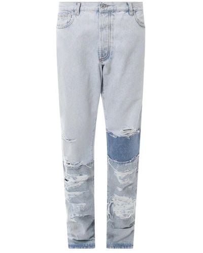 Heron Preston Jeans in cotone con logo patch - Blu