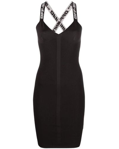 Off-White c/o Virgil Abloh Logo Straps V-neck Mini Dress - Black