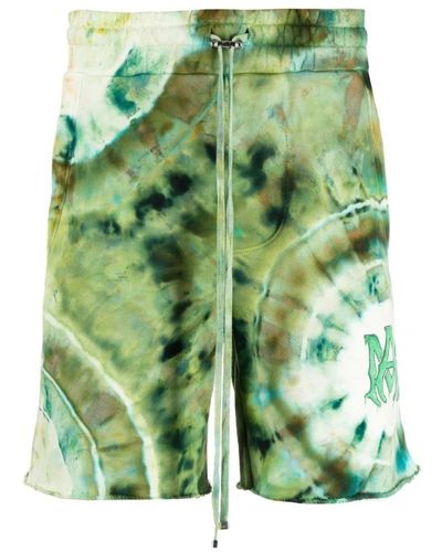 Amiri Shorts in cotone verde con vita elastica
