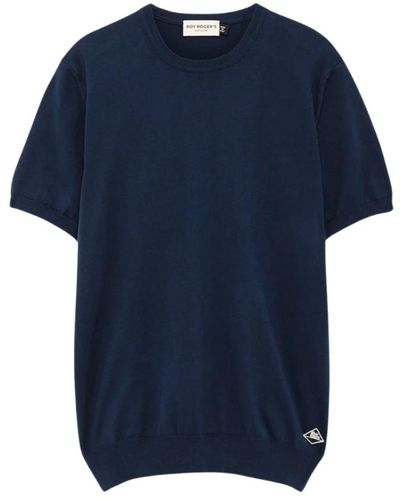 Roy Rogers Maglia di cotone a maglia t-shirt 4 stagioni - Blu