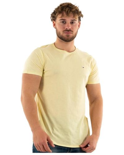 Tommy Hilfiger Besticktes logo enges t-shirt - gelb - Natur