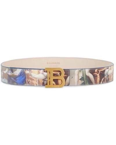Balmain B-belt in sky print leather - Multicolore